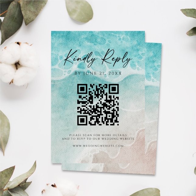BEACH Modern QR Code Website RSVP Card (Creator Uploaded)