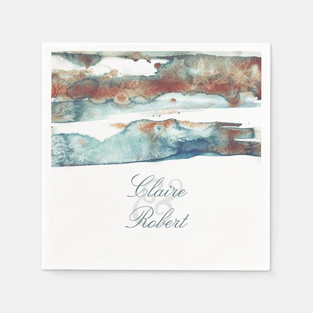 Beach Modern Watercolor Starfish Wedding Napkin (Front)