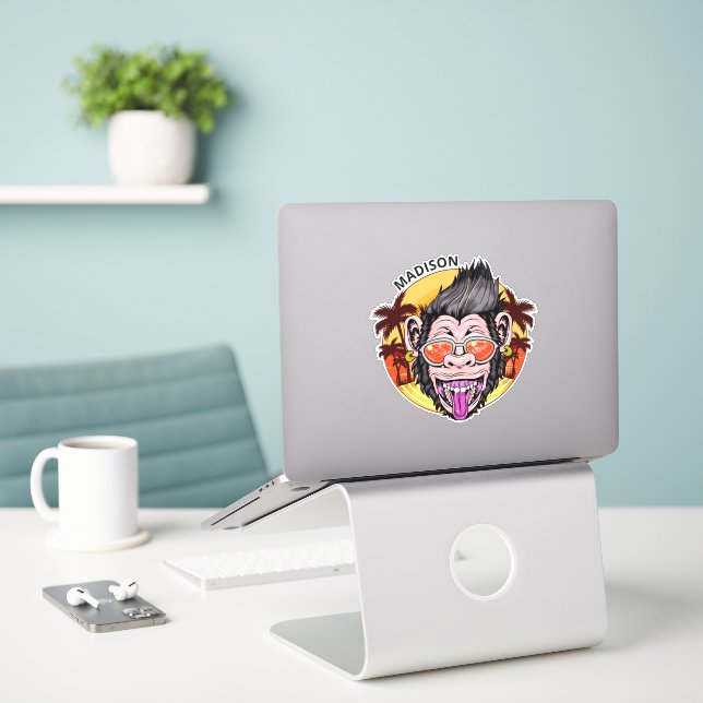 Beach Monkey custom name (Laptop On Desk)