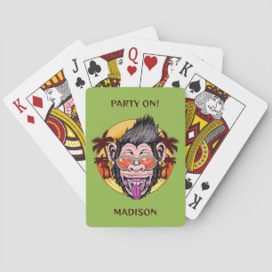 Beach Monkey custom name & text Playing Cards