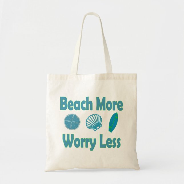 Beach More Worry Less Tote Bag (Front)