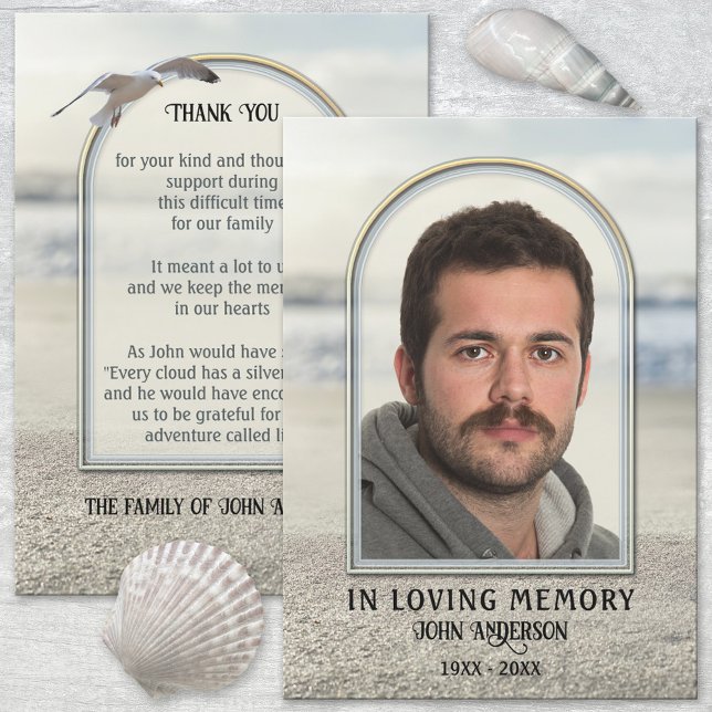 Beach Nature Photo Sympathy Thank You Card (Creator Uploaded)