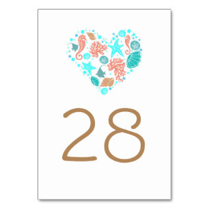 Beach Nautical Coastal Wedding Table Number
