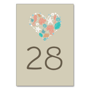 Beach Nautical Coastal Wedding Table Number