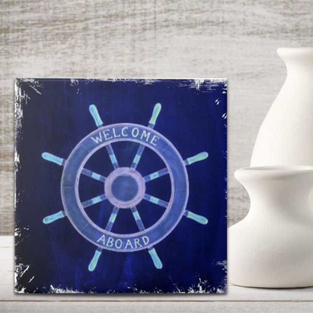beach nautical navy sailor captain ship wheel tile (beach nautical navy sailor captain ship wheel ceramic tile)