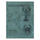Beach Nautical Ocean Lobster Crab East Hampton Map