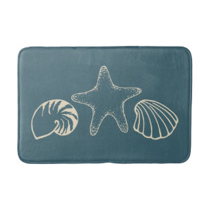 Beach Nautical Seashell Bath Mat Bathroom Rug Gift
