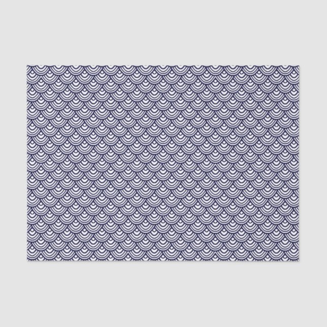 Beach Nautical Shell Pattern Navy Blue and White Tissue Paper (Front)