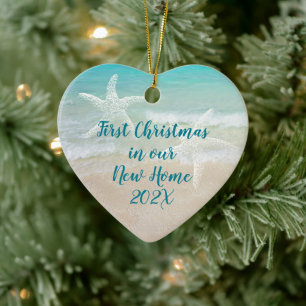 Beach New Home First Christmas Starfish Ceramic Tree Decoration