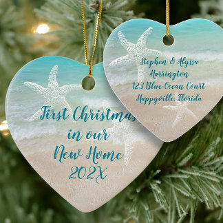 Beach New Home First Christmas Starfish Ceramic Tree Decoration