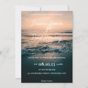 Beach Night Sunset in the Horizon Wedding Invitation
