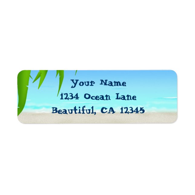 Beach, Ocean and Palm Tree Fronds Address (Front)