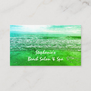 Beach Ocean Artistic Green Abstract Colourful 2024 Business Card