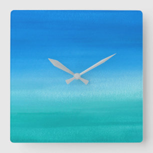 Beach Ocean Blue Green No Numbers Square Wall Clock