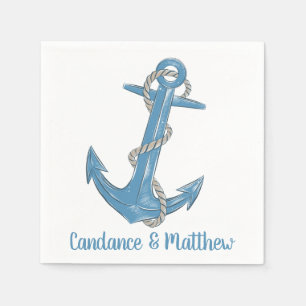 Beach Ocean Blue Nautical Engagement Party Wedding Napkin