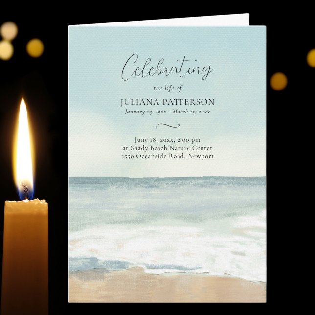 Beach Ocean Celebration of Life Photo Funeral Programme (Creator Uploaded)