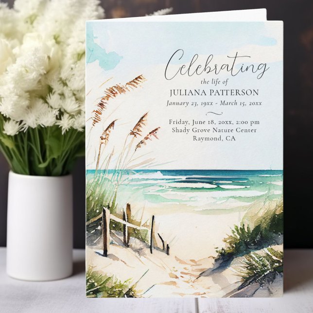 Beach Ocean Celebration of Life Photo Funeral Programme (Creator Uploaded)
