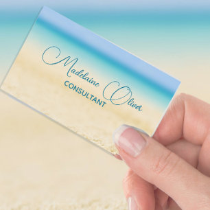 Beach Ocean Coastal Blue  Modern Chic Business Card