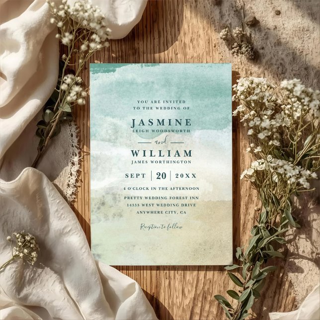 Beach Ocean Destination Elegant QR Code Wedding Invitation (Creator Uploaded)