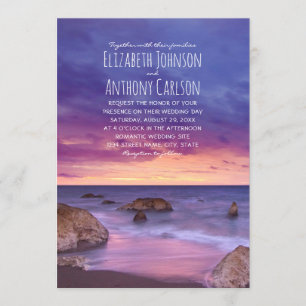 Beach Ocean Destination Sunset Nautical Wedding Invitation