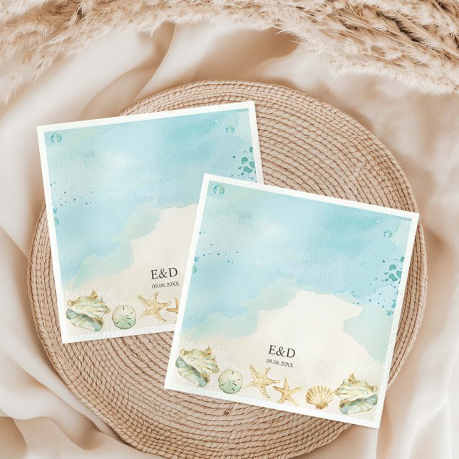 Beach Ocean Destination Wedding Bridal Birthday Napkin (Creator Uploaded)