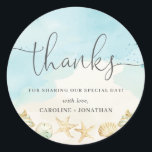 Beach Ocean Destination Wedding Thank You Favour Classic Round Sticker<br><div class="desc">Matching items available in store!</div>