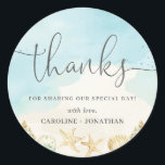 Beach Ocean Destination Wedding Thank You Favour Classic Round Sticker<br><div class="desc">Matching items available in store!</div>