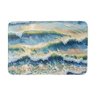 Beach Ocean Green Blue Yellow Design 345 Bath Mat