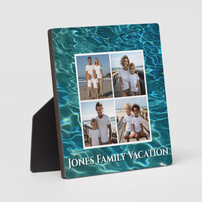 Beach ocean lake water personalise photo template plaque (Front)