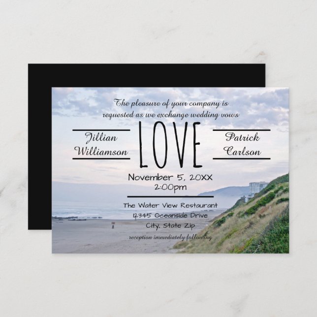 Beach/Ocean Love - 3x5 Wedding Invitation (Front/Back)
