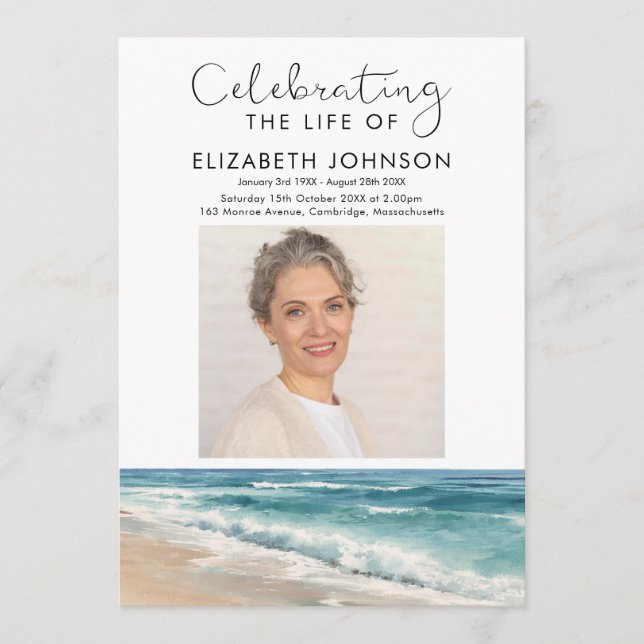 Beach Ocean Memorial Funeral Order Of Service Programme (Front)