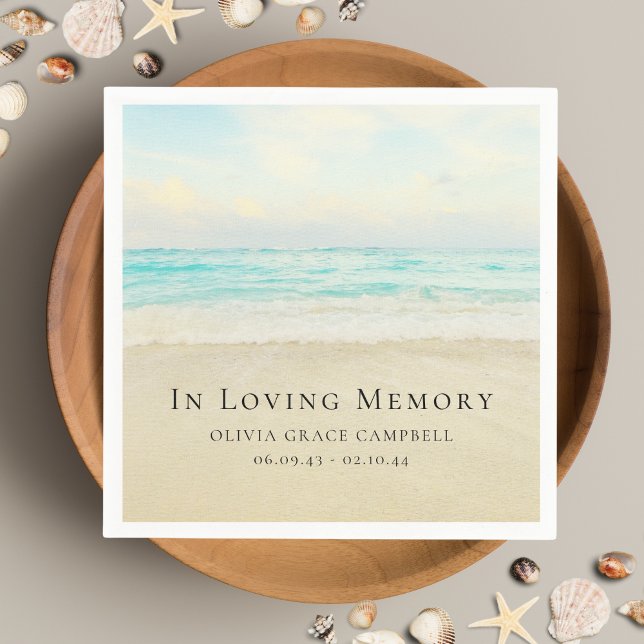 Beach Ocean Memorial or Funeral Napkin (Beach Memorial Napkins)