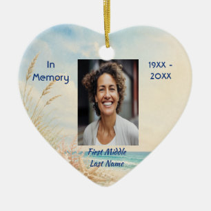 Beach Ocean Memorial Prayer Card Photo Keepsake Ceramic Tree Decoration