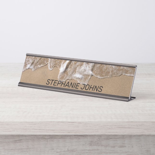 Beach Ocean Name Water Nautical Office Decor Gift Desk Name Plate (Front)