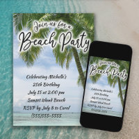 Beach Ocean Palm Trees Tropical Birthday 