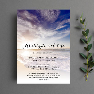 Beach Ocean Photo Celebration of Life Funeral Invitation