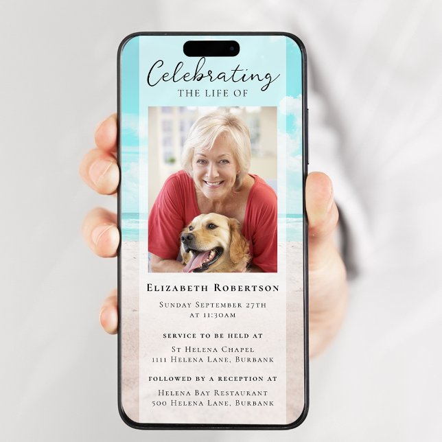 Beach Ocean Photo Funeral Digital Invitation (Creator Uploaded)