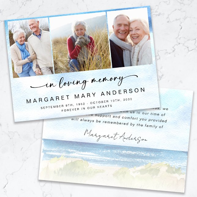 Beach Ocean Photo Funeral Sympathy Thank You (Creator Uploaded)