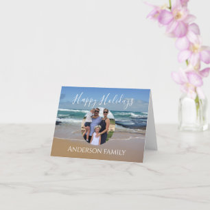 Beach Ocean Photo Happy Holidays Christmas Card
