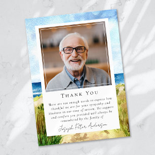 Beach Ocean Photo Keepsake Funeral Memorial Thank You Card