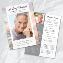 Beach Ocean Photo Memorial Service Program