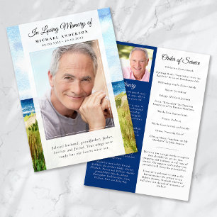 Beach Ocean Photo Memorial Service Program Invitation