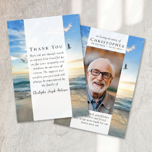 Beach Ocean Photo Sympathy Funeral Memorial Thank You Card