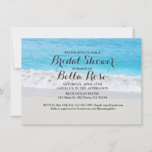 Beach ocean sand bridal shower invites