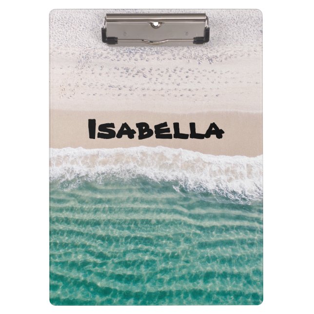Beach Ocean Scene Add Your Name Clipboard (Front)