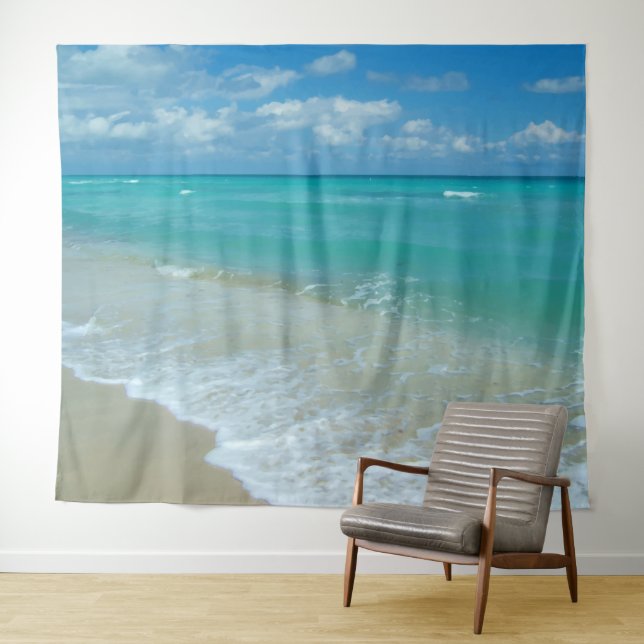 Beach Ocean Scenic Landscape Wall Hanging Backdrop Tapestry (In Situ (Horizontal))