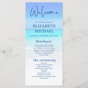Beach Ocean Sea Blue Tropical Summer Wedding Programme