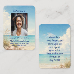 Beach Ocean Sea Memorial Prayer Photo Keepsake Business Card