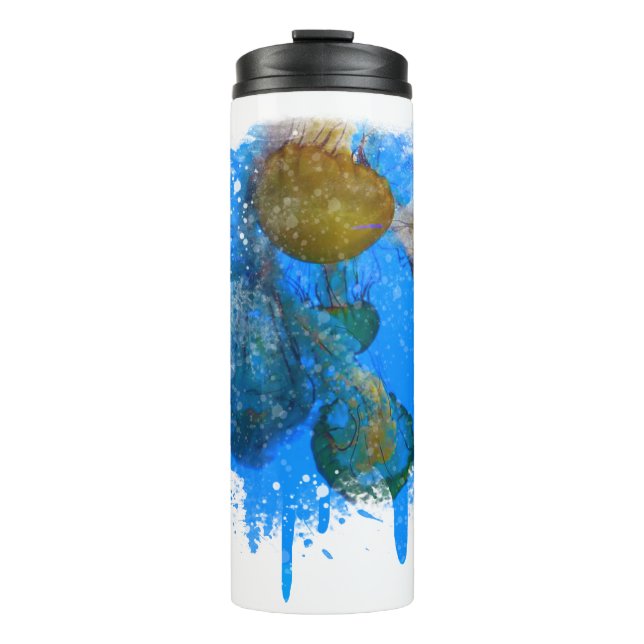 *~* Beach Ocean Sea Nautical Artsy Jelly Fish  Thermal Tumbler (Front)