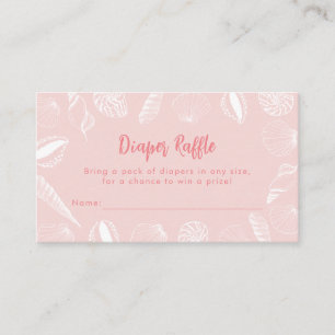 Beach Ocean Sea Shells Girls Diaper Raffle Shower Enclosure Card